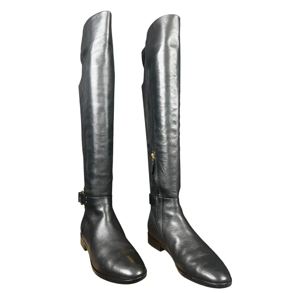 Tory Burch Women’s Marsden Black Leather Stretch Riding Boot Size US 6.5